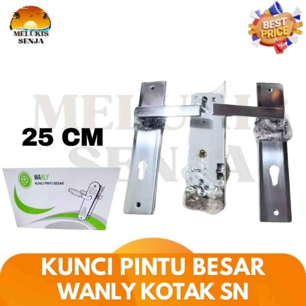 Kunci Pintu Besar / Slot Pintu Besar Wanly/Amani Kotak Silver
