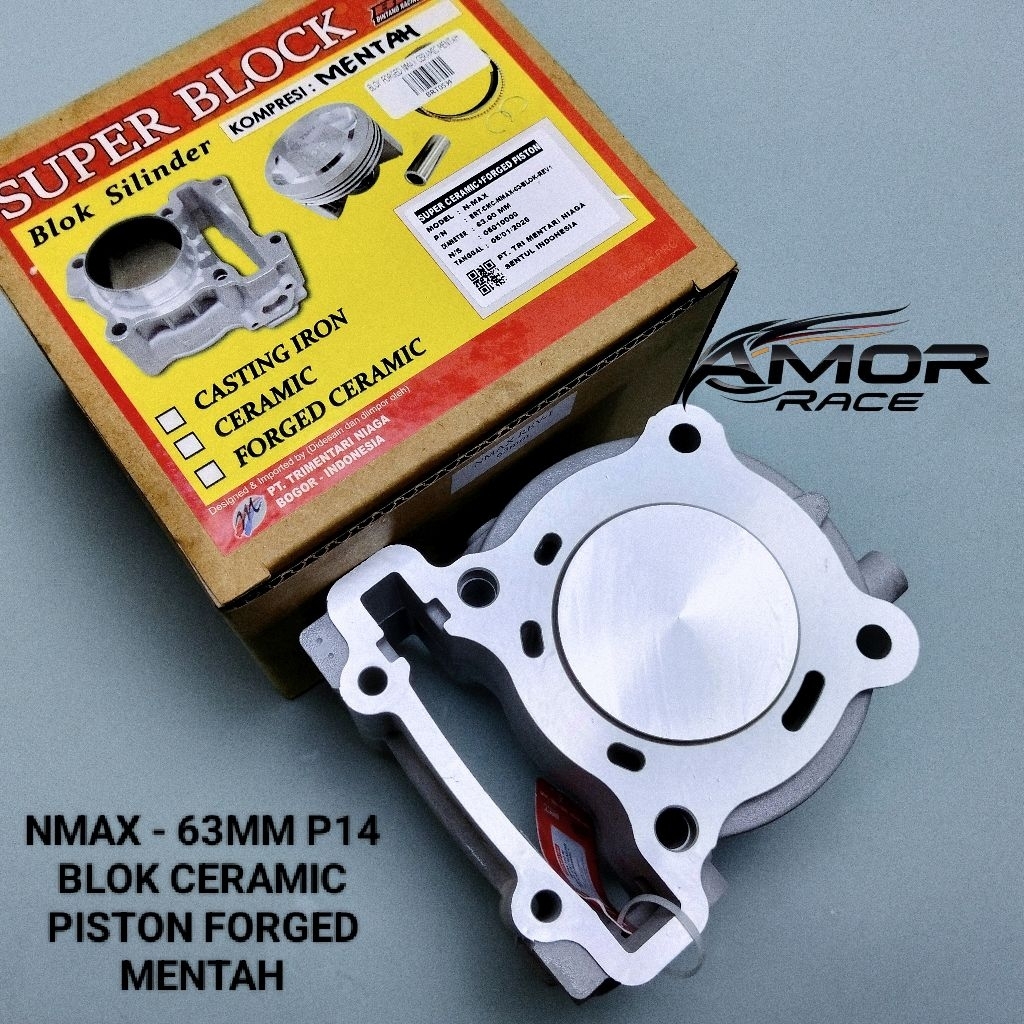 BLOK SEHER BRT BLOK CERAMIC PISTON FORGED - UK. 63 MM MENTAH -BORE UP NMAX AEROX LEXI WR 155 VIXION 