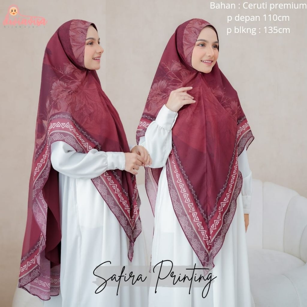 Khimar Safira Printing Hijab Ceruti Babydoll Motif Printing