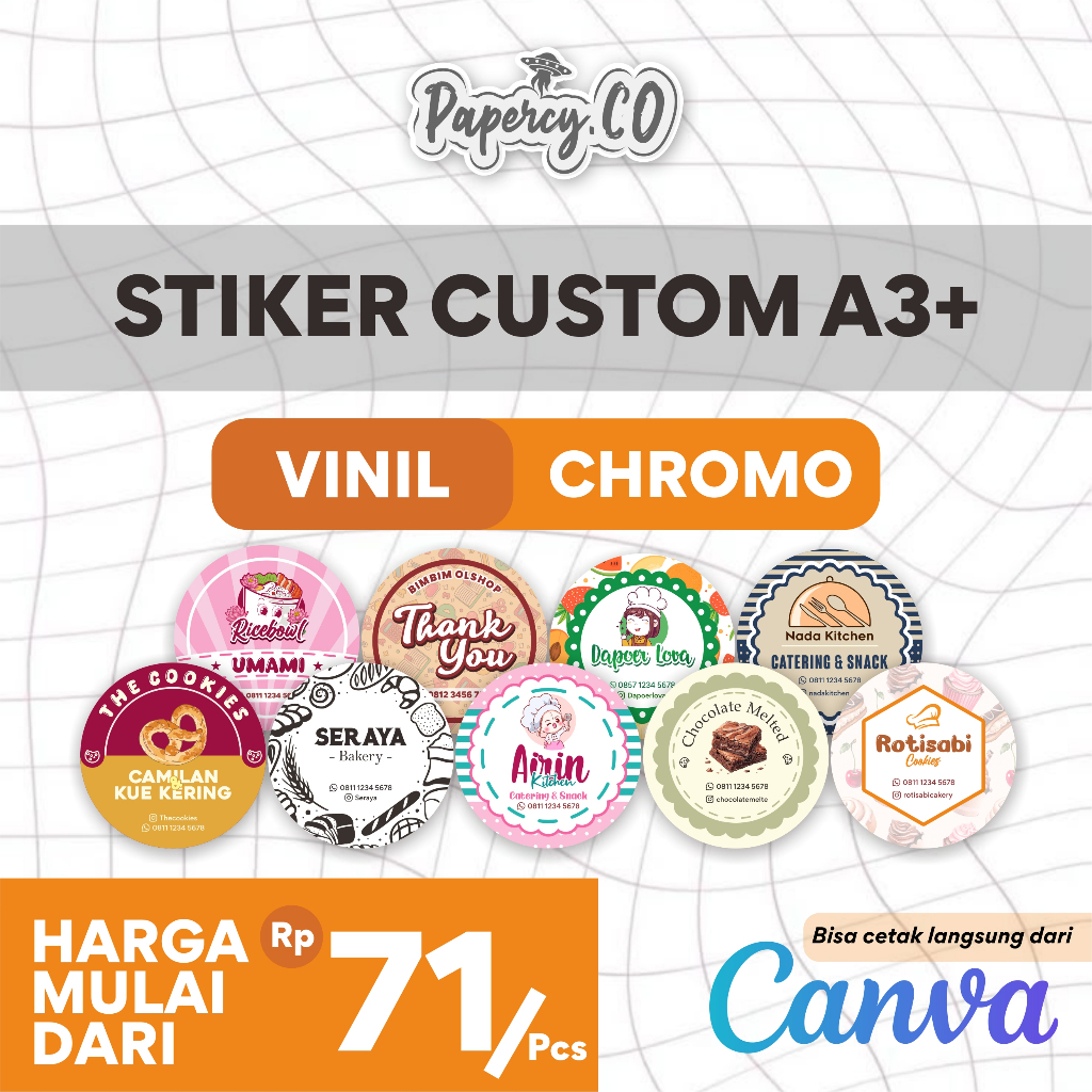 Cetak Stiker Vinil Cromo / Stiker Label Kemasan / Cetak Label Minuman Anti Air  / Label Usaha Makana