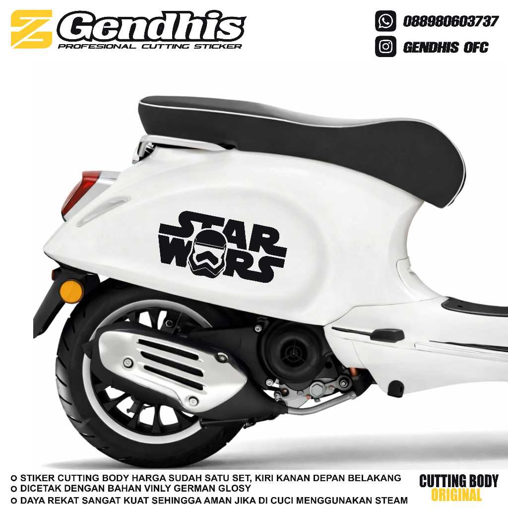 STICKER CUTTING STIKER MOTOR STRIPING CUTTING VESPA SC VSP SPRINT LX SCOOPY LOGO STARWARS