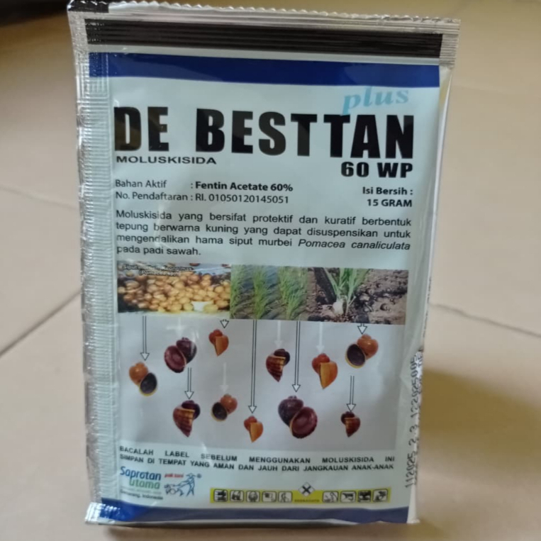 Moluskisida DE BESTTAN 60 WP Kemasan 15gr Racun Keong Mas Siput Sawah