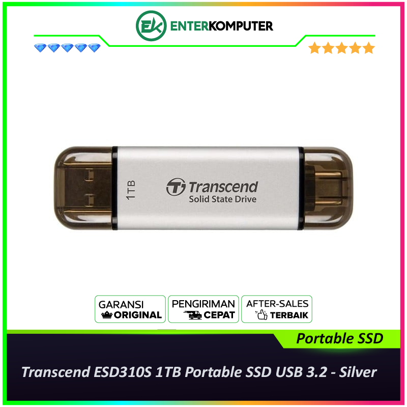 Transcend ESD310S 1TB Portable SSD USB 3.2 - Silver / SSD 1TB
