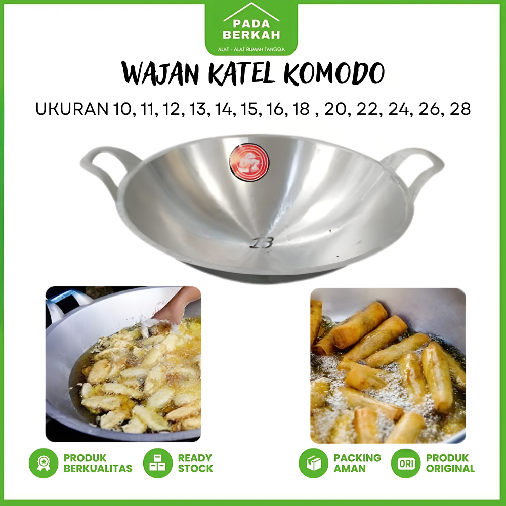 Wajan Penggorengan Kuali Komodo Stainless/ Katel Wajan Penggorengan Cap Komodo Stainless/ Wajan Komo