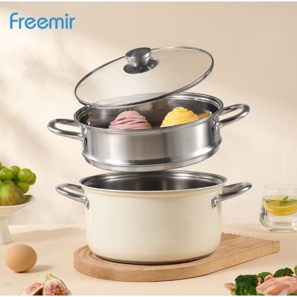 freemir Panci Set Seri Api Panci Stainless Steel Panci Anti Karat 24cm