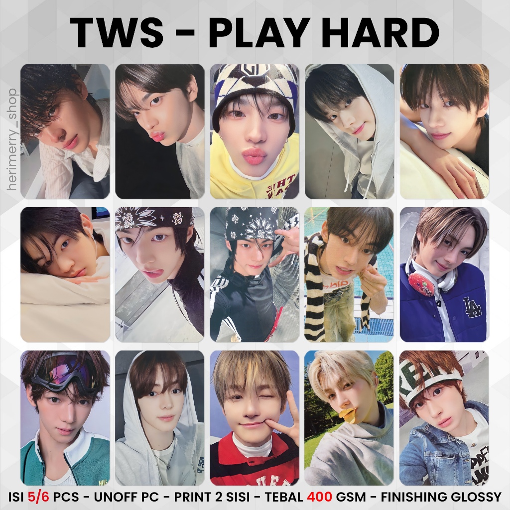 (ISI 5/6 PCS) Photocard TWS PLAY HARD - PC Premium 2 Sisi Kartu Kpop Merch Unofficial Korea