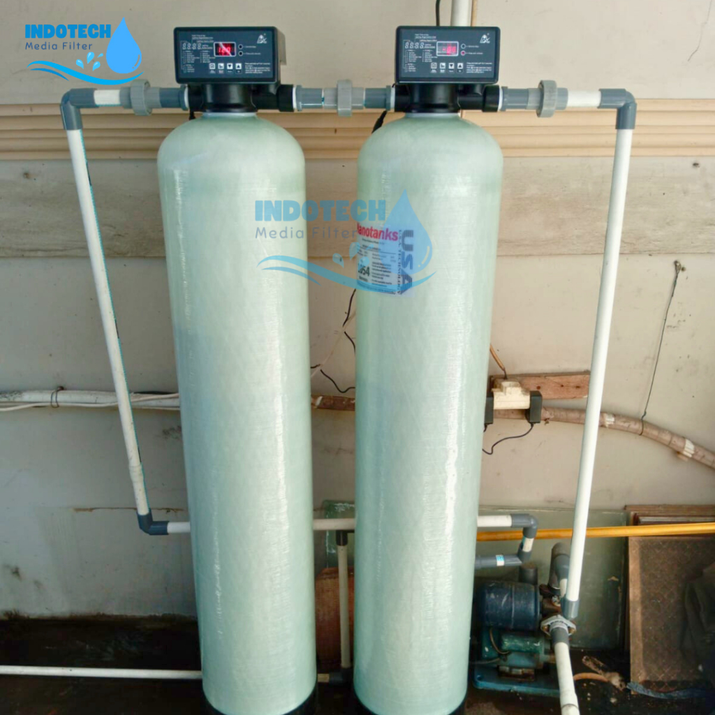 Filter Air Sumur Bor/ Paket Instalasi Filter Air Automatic Backwash/ Otomatis Backwash/ 2 Tabung