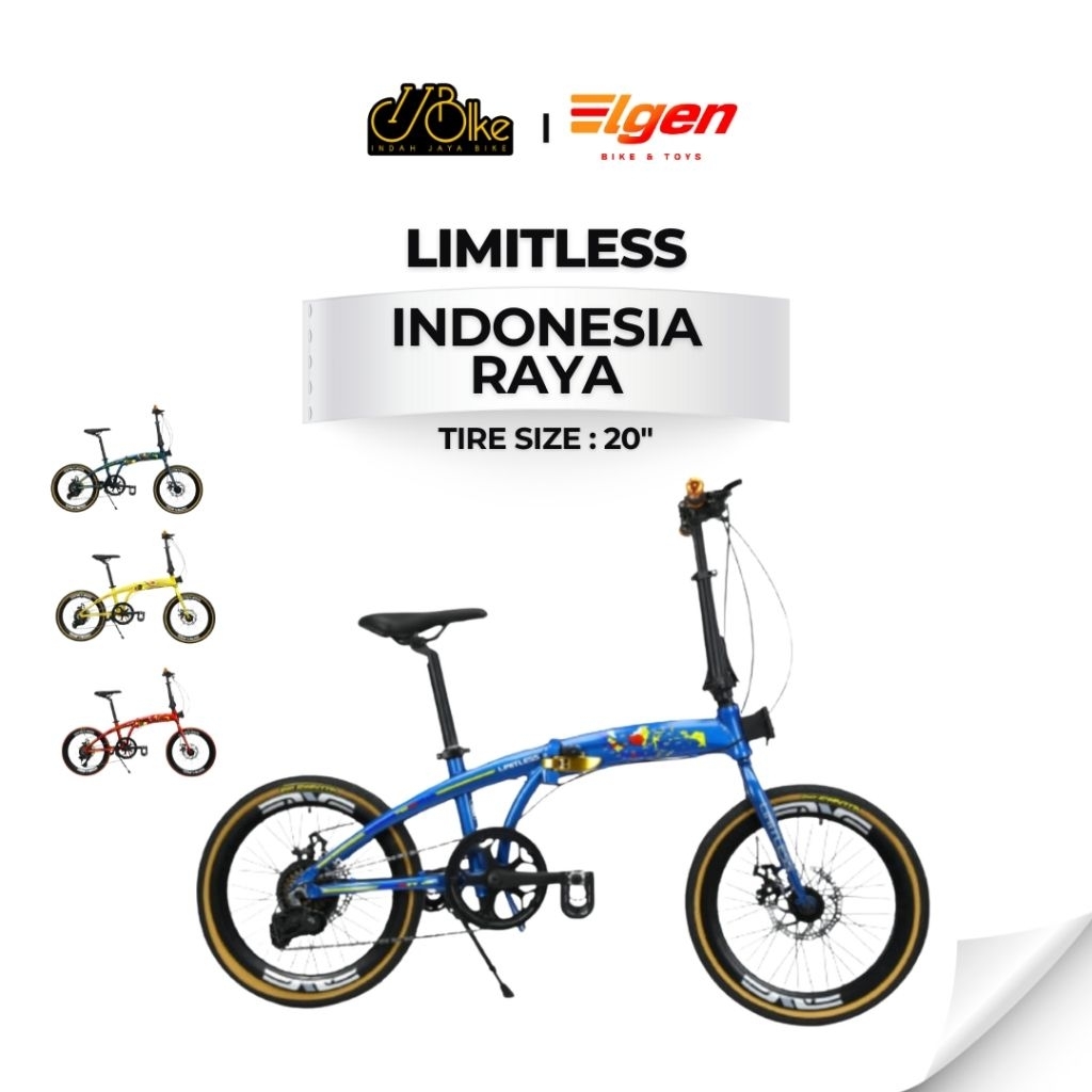 SEPEDA LIPAT LIMITLESS INDONESIA RAYA [20 INCH] - ALLOY FRAME | Sepeda lipat dewasa muda alloy