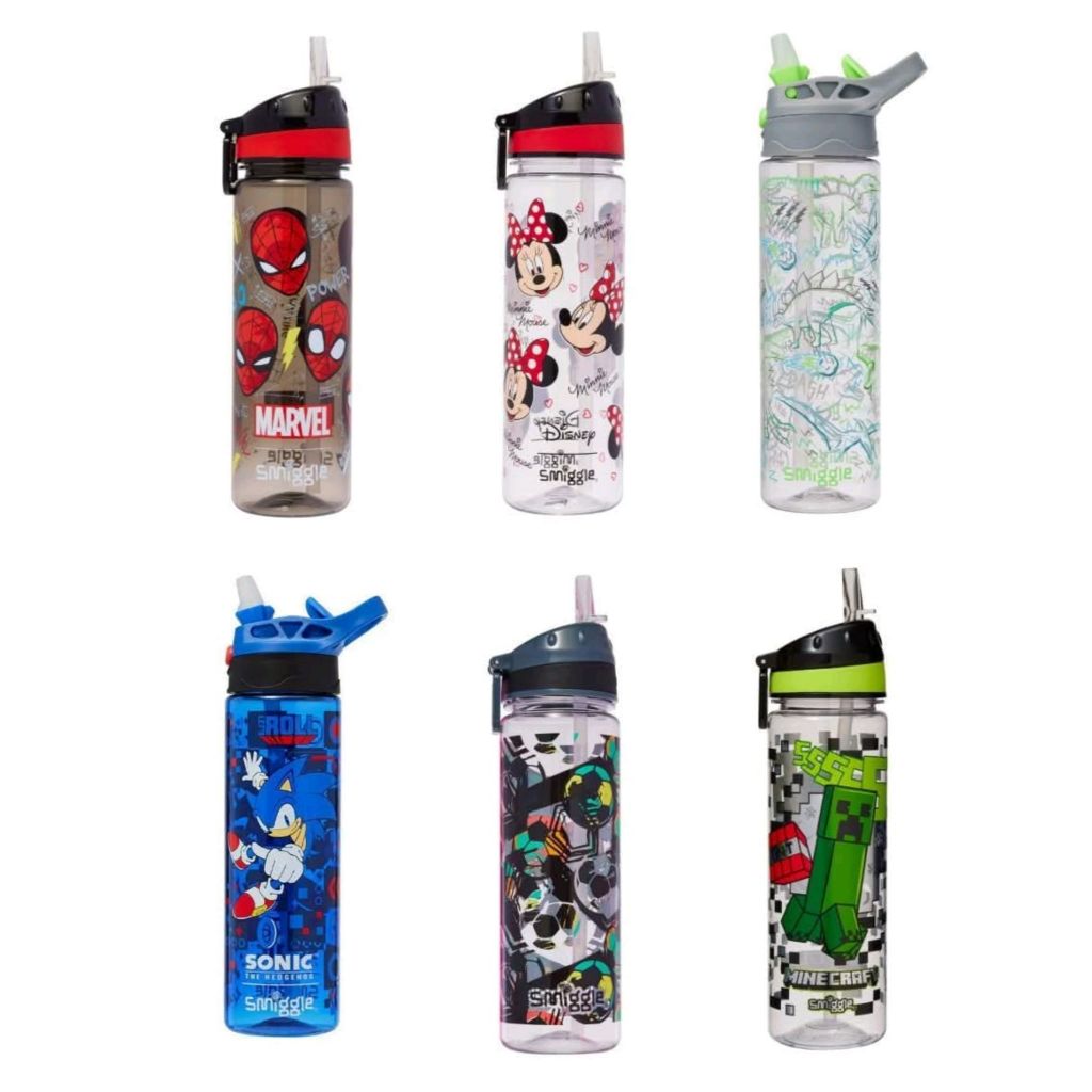 Botol Minum Smiggle Anak Karakter Sonic, Dinosaurus, Bola, Mermaid, Spider, Minecraft BPA Free 700ml