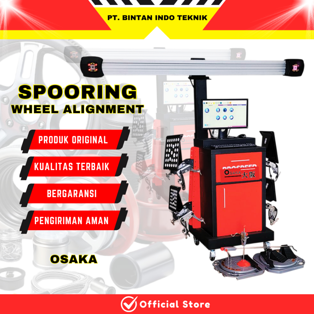 Osaka Mesin Wheel Alignment Otomotif Bengkel Spooring Balancing Cek Kaki-Kaki Industri Spooring