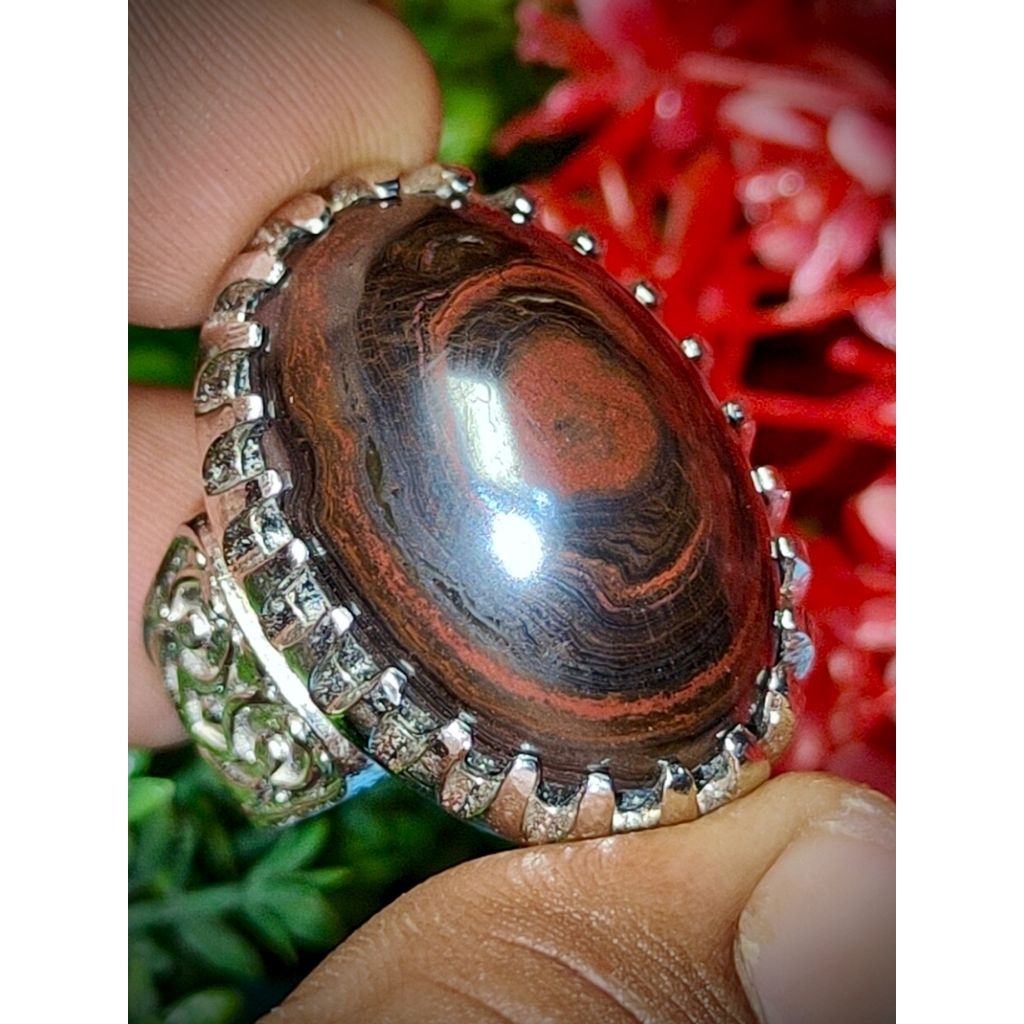 cincin batu akik puser bumi badar besi lengket magnet