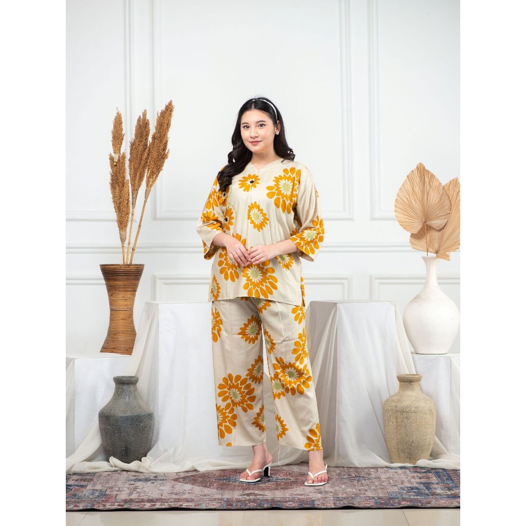 NS - LONG ONE SET KHALISA LENGAN 7/8 ECER BUSUI FRIENDLY RAYON