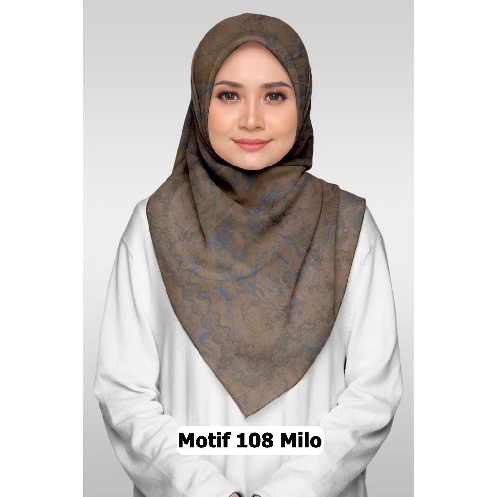 Segiempat Motif Jumbo Ukuran 130x130cm Instan Resleting Dagu / Hijab Zipper Motif Segiempat Instan