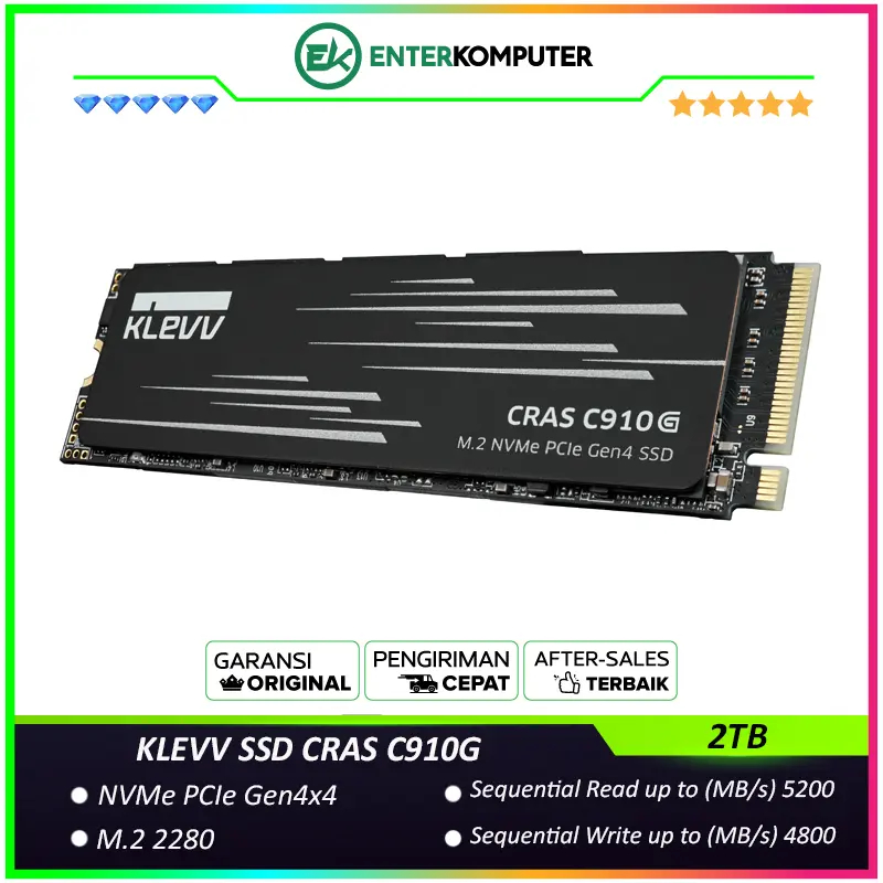 KLEVV SSD CRAS C910G 2TB M.2 2280 NVMe PCle Gen4 x4 - K02TBM2SP0-10G