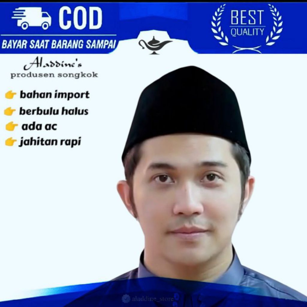Peci Songkok Hitam Super Premium Buludru Tinggi 5-10 cm