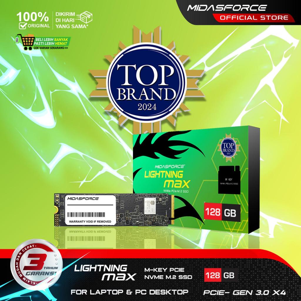 SSD MIDASFORCE 256GB 128GB NVME - SSD M.2 NVME 128GB 256GB Midasforce Lightning Max PCIe Gen3 x4 Int