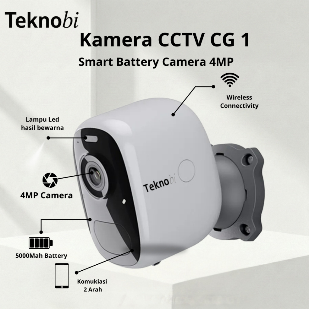 Teknobi IP Camera CCTV Portable Baterai CG1 AI Waterproof Wireless