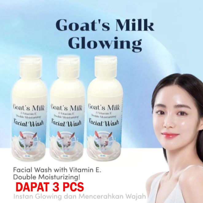 ( PROMO 3 PCS ) Sabun Cair Susu Domba Pencerah Wajah Glowing 60 ml / Facial Wash