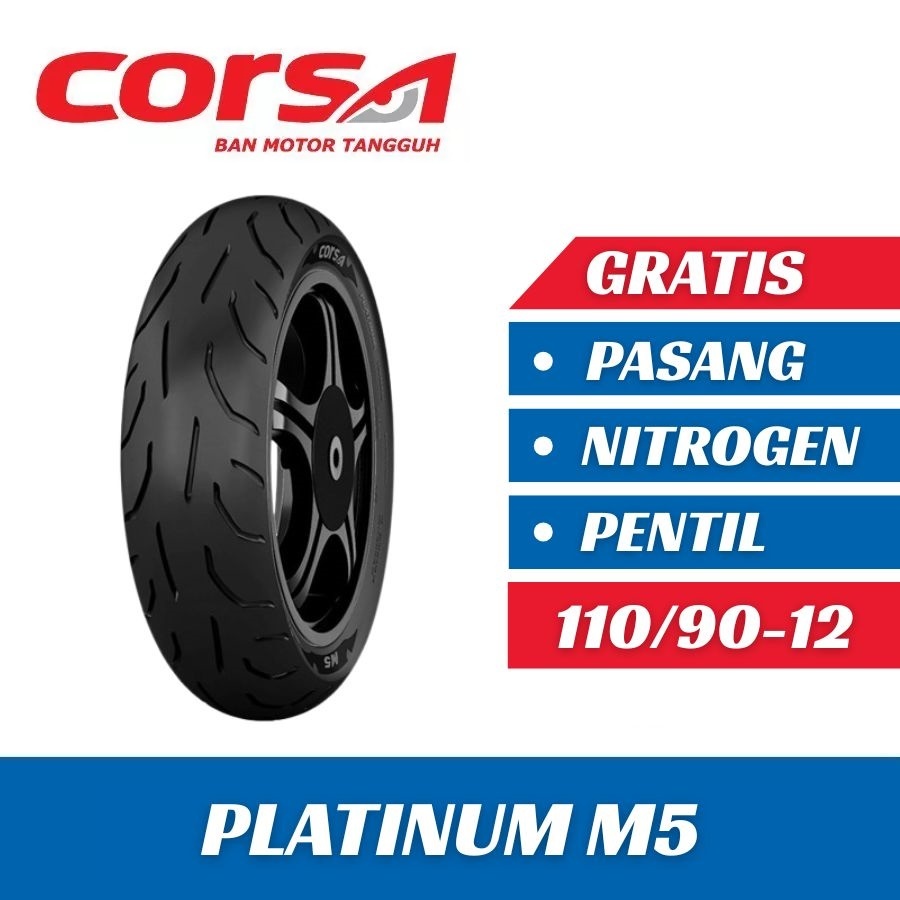 Ban Motor CORSA PLATINUM M5 110/90-12 Tubeless Ban Belakang Motor SCOOPY, FREGGO Ring 12