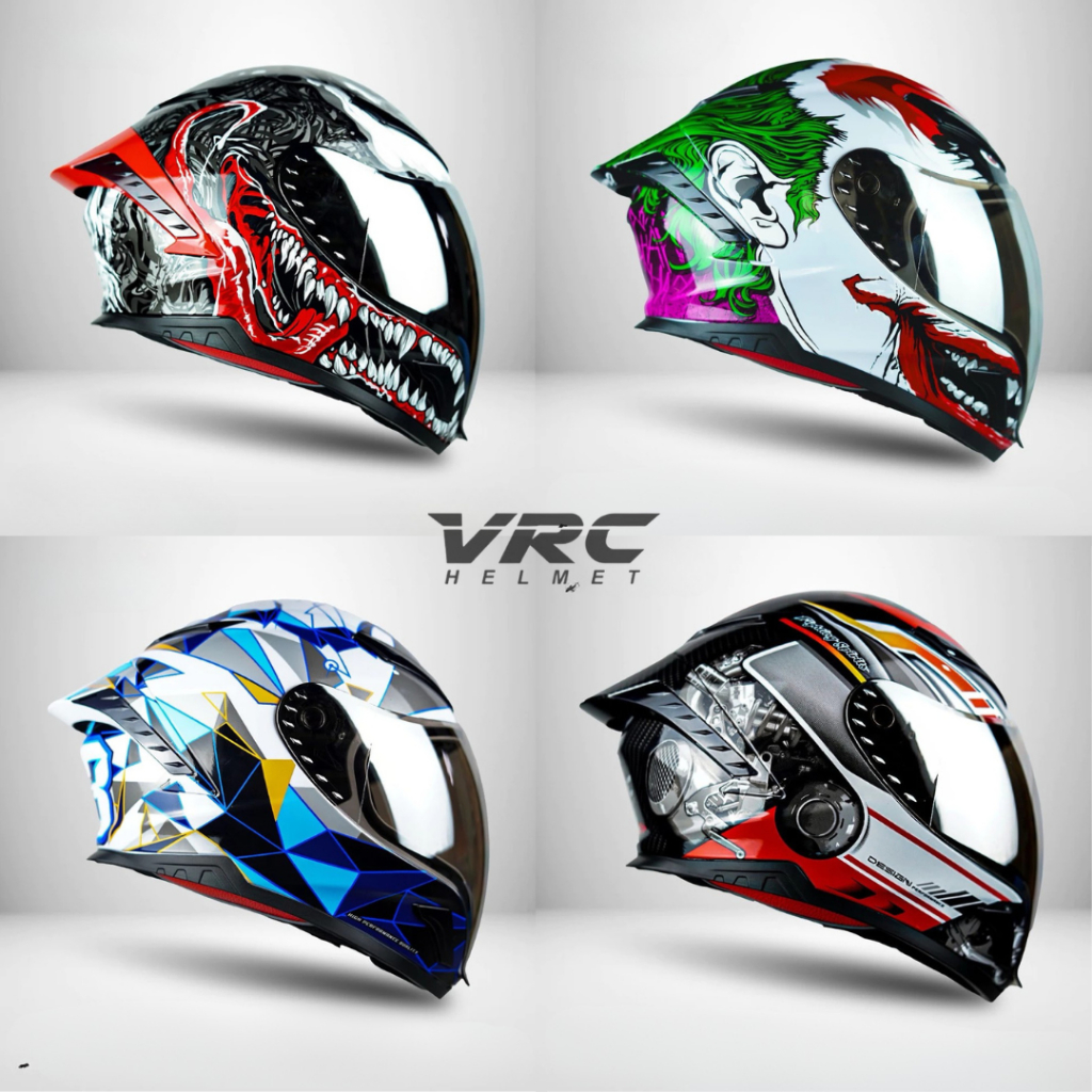 Helm Full Face VRC Platinum Motif Paket Ganteng Original SNI - Helm Full Face