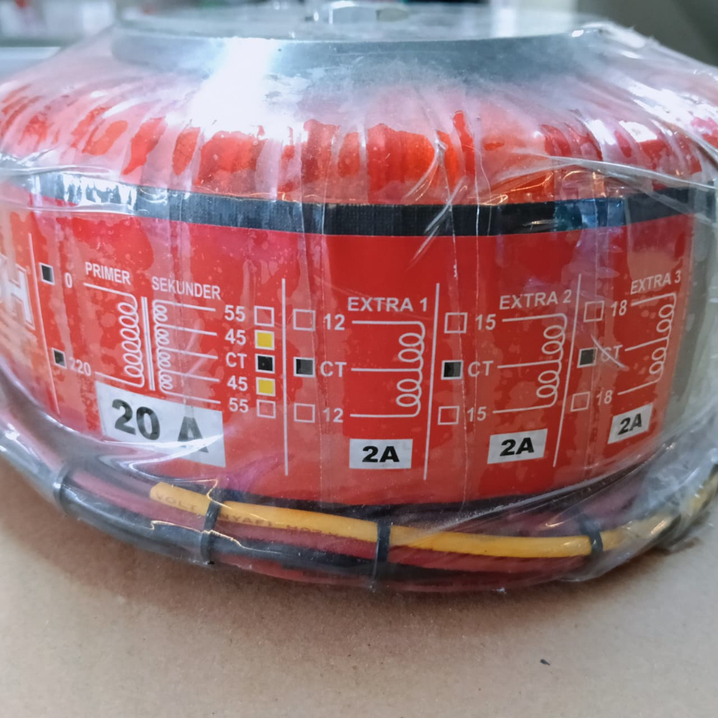 TRAFO TOROID CSH 20A CT 45-55V tembaga murni trafo donat toroid 20 amper