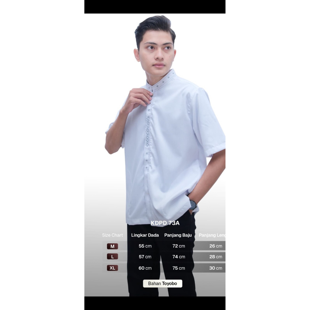 koko putih lengan pendek bordir,warna putih polos bordir abu-abu bahan toyobo premium || size lengka