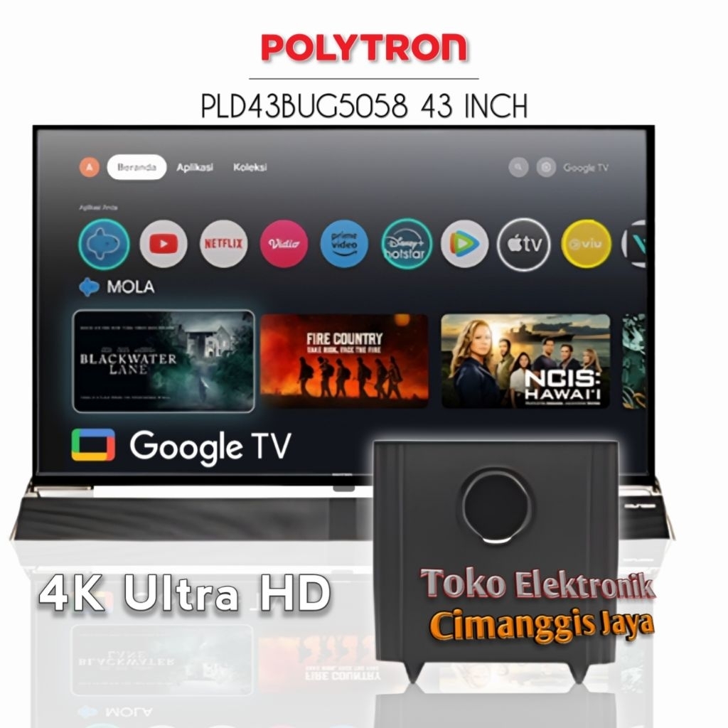Smart tv led Polytron 43 inch Cinemax Soundbar android tv smart tv google tv PLD43BG5058 PLD43BUG505