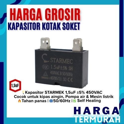 KAPASITOR KOTAK SOKET 1.5uf | KAPASITOR FAN | KAPASITOR POMPA | KAPASITOR 1.5 UF - ARKEMA