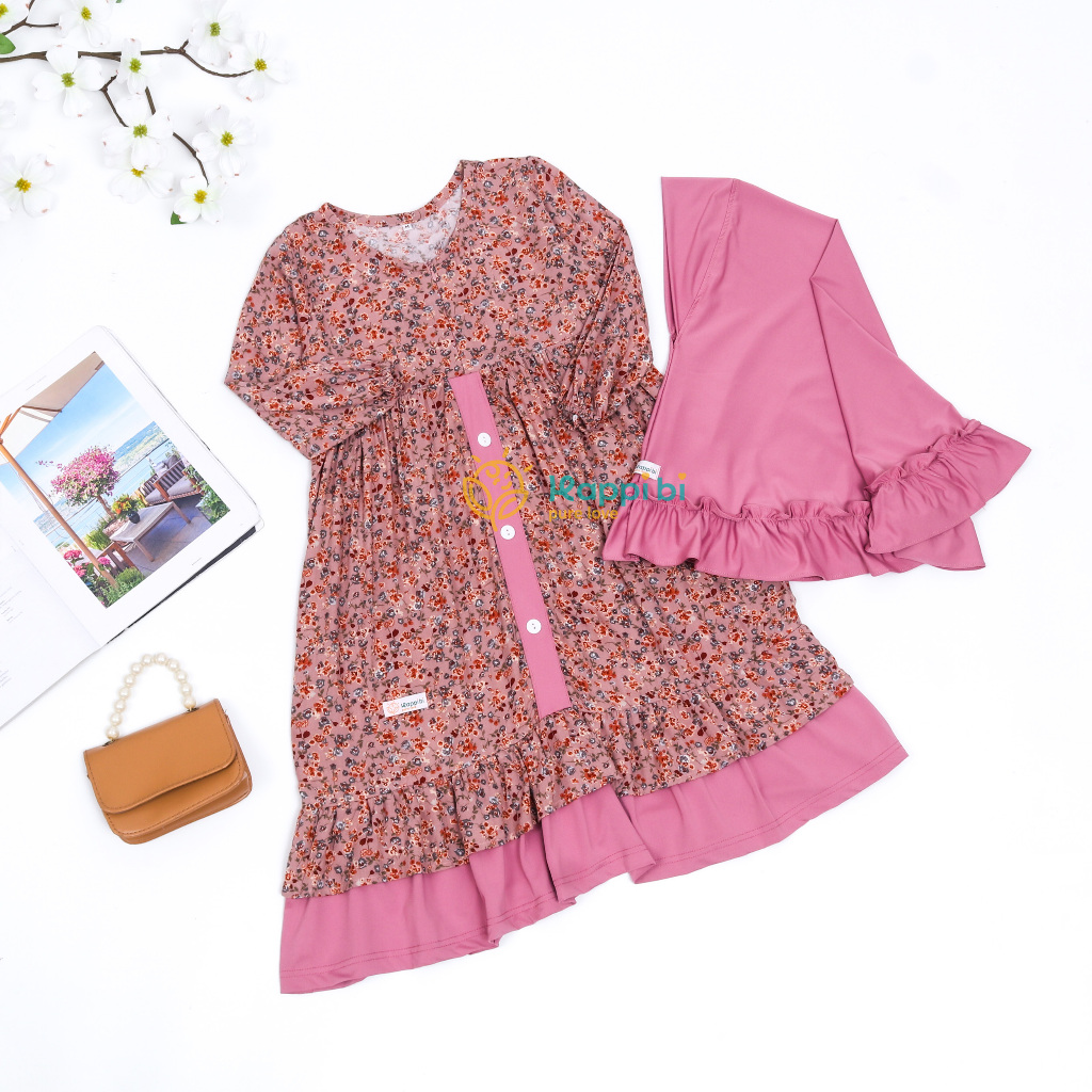 New Arrival  Salma Dress Khimar Anak by Happi Bi / Baju Gamis Anak Perempuan Lebaran 2026, Baju Gami