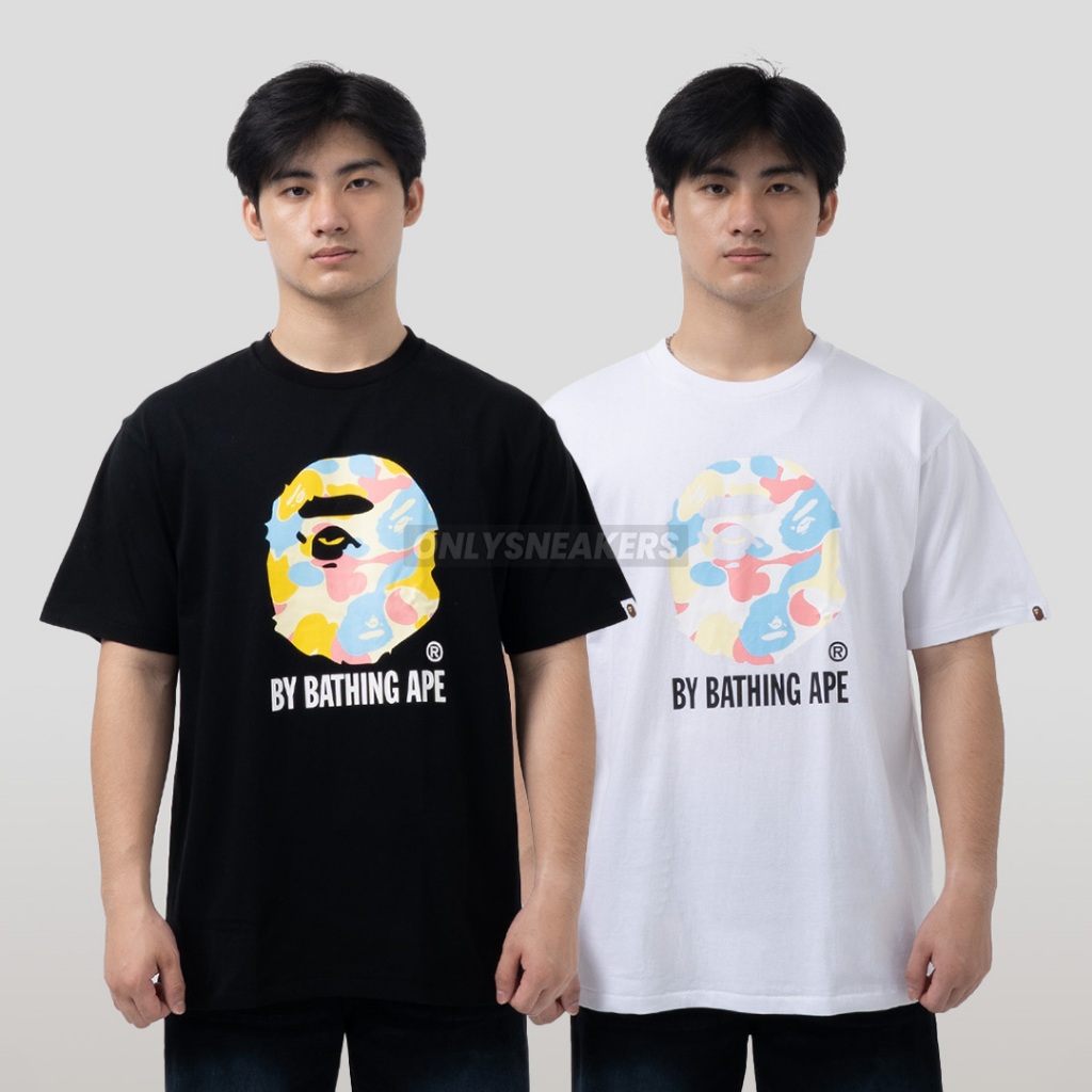 BAPE STA MULTI CAMO HEAD BLACK / WHITE TEE