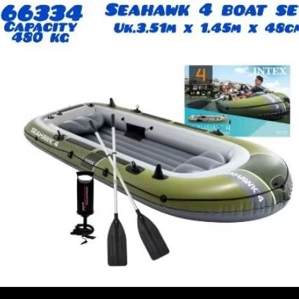 INTEX 66334 | PERAHU KARET SEAHAWK 4 | SEAHAWK4 BOAT SET MUAT 4-5 ORANG | PERAHU EVAKUASI BANJIR