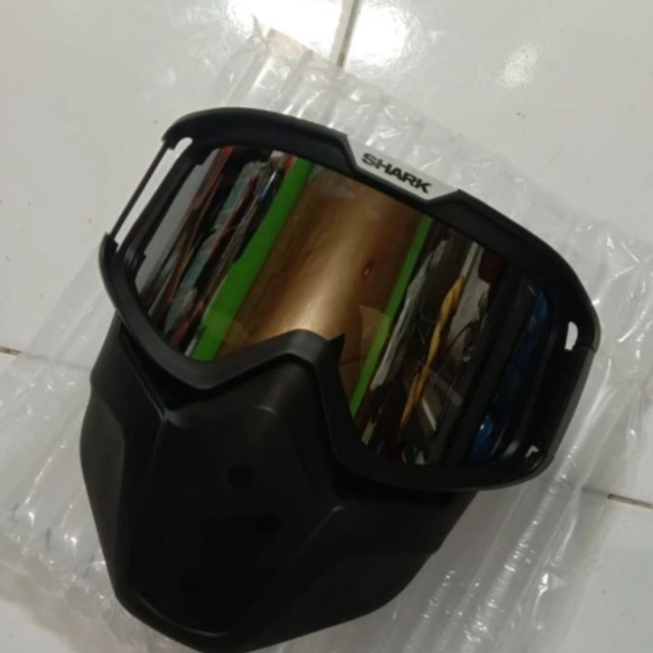 Google mask kaca helm full set shark raw