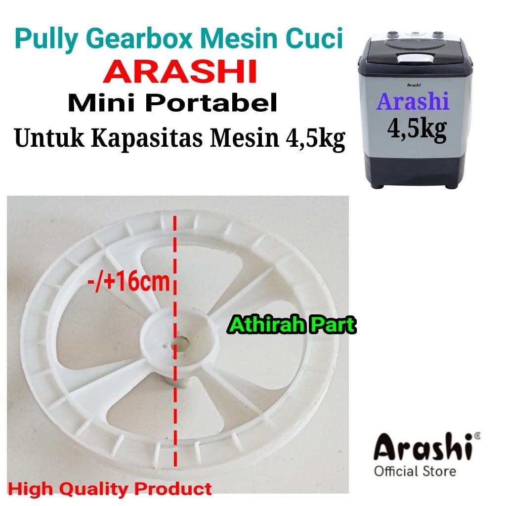 Pully Gearbox Mesin Cuci Arashi Mini Portable Kapasitas 4,5kg