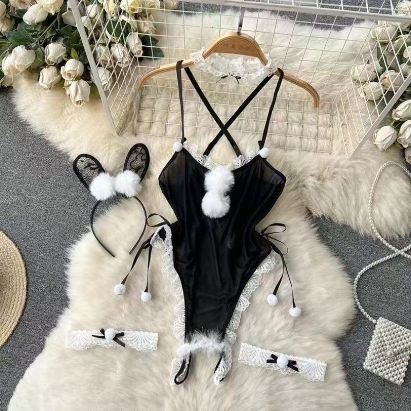 Ruomi Lingerie Sexy Cosplay Kelinci Model Bunny Girl Baju Tidur Wanita Dewasa Baju Dinas Depan Suami