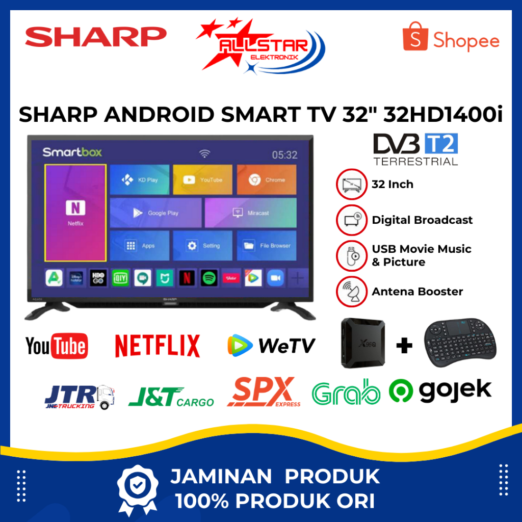 SHARP 32 Inch Android Smart TV HD Digital 32HD1400i
