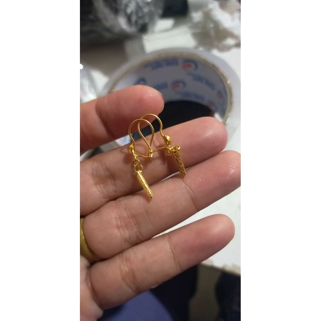 Anting bambu bahan asli koin 91, bahan asli koin uang 500an Kuningan