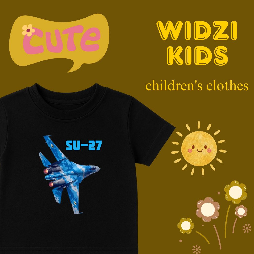 Baju Anak Custom Pesawat Sukhoi 27 Unisex - Kaos Anak Pendek Pesawat Tempur