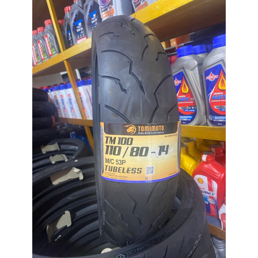SNI Ban TOMIMOTO TM100 [ 110/80-14 ] Ban Motor TUBELESS ADV 150, adv160, AEROX 155, VARIO 150, Depan