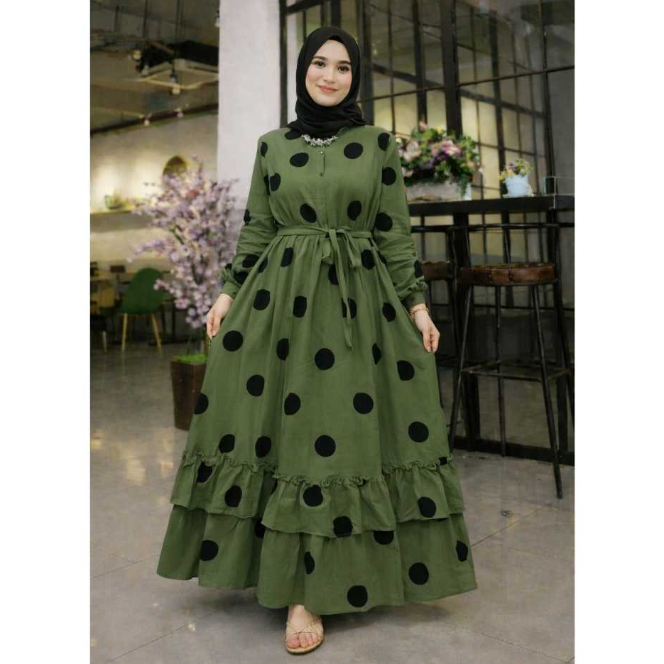 Gamis jumbo Mayung Polkadot / Gamis Kekinian Terlaris   / Gamis Mayung Polkadot Rempel