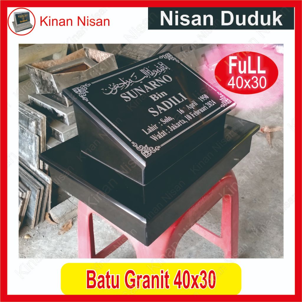 Batu Nisan Komplit Dudukan | Kepala Batu Nisan 30x40 | keramik Granit Marmer 6 Pilihan Desain