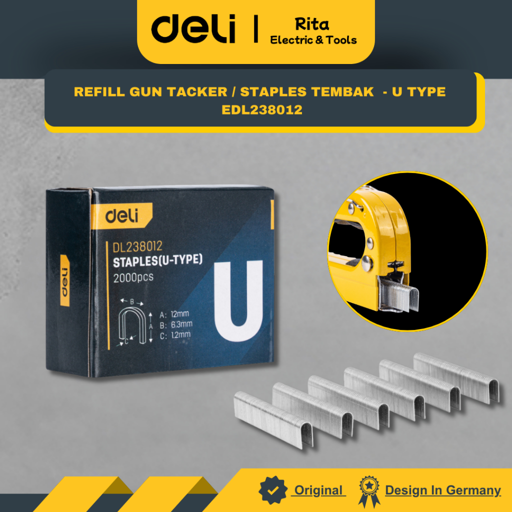 Deli Refill Staples Tembak Hekter / Gun Tacker Tipe U - EDL238012