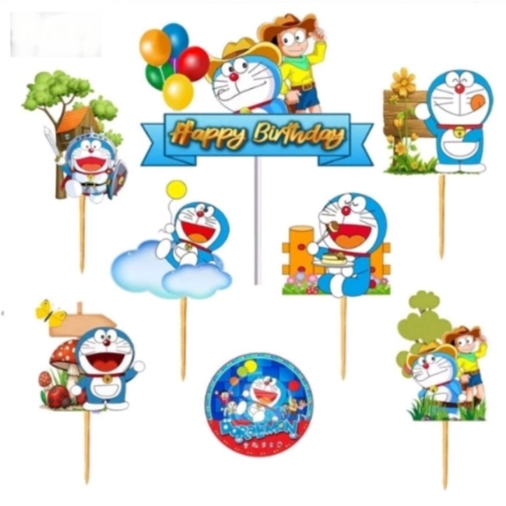 topper cake/topper karakter DORAEMON hiasan kue ulang tahun.fullstik
