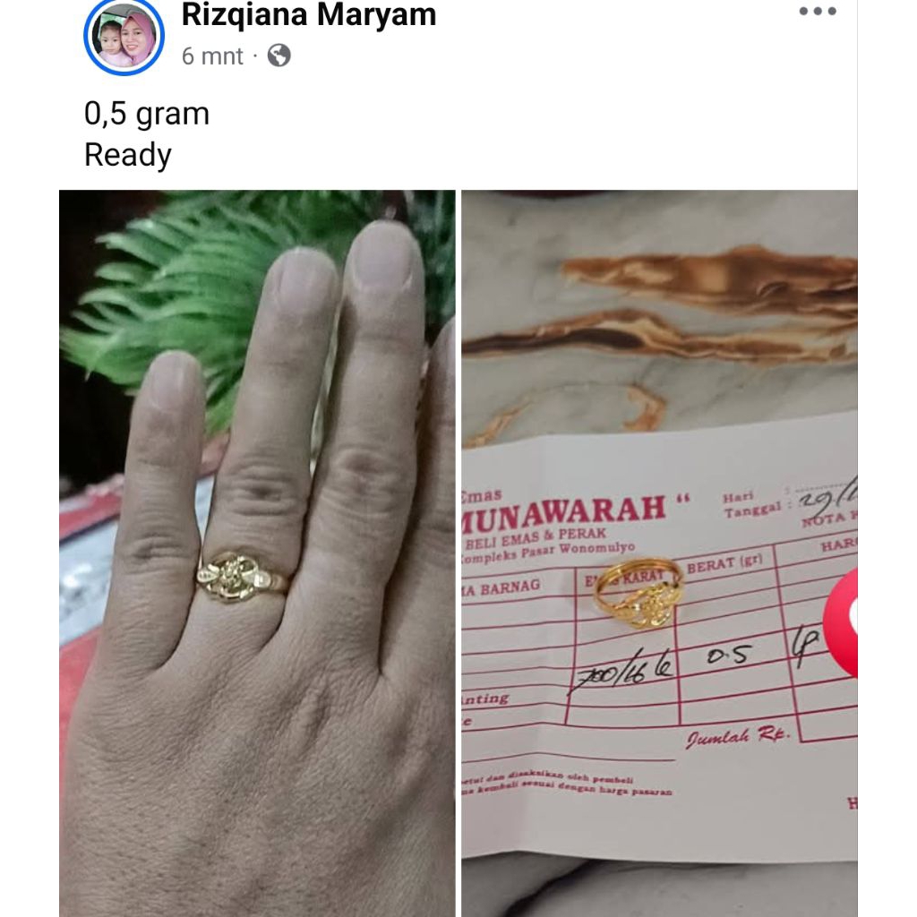 cincin emas asli. koode 700