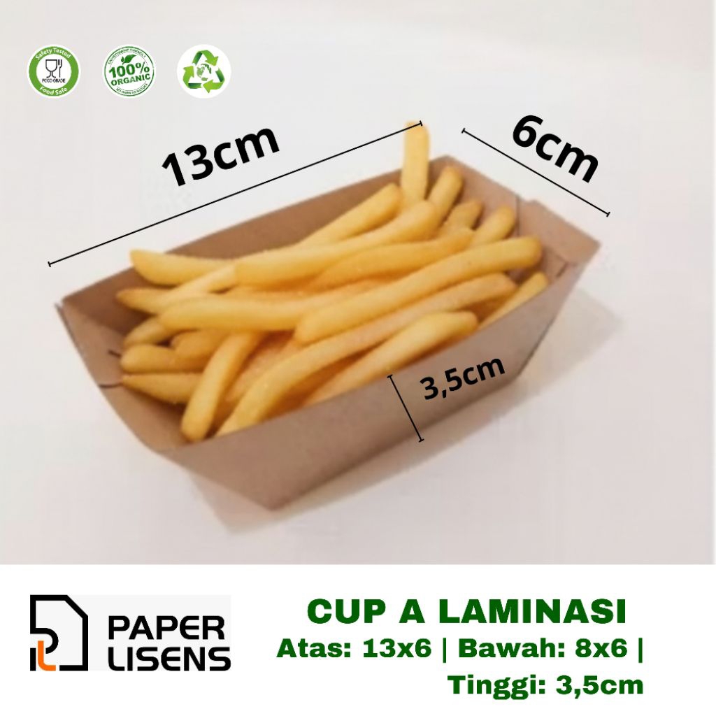 (100pcs) Cup Kentang A Polos (LAMINASI)/ Kotak Cup Kentang / Food Paper tray / Kotak toast / Kotak S