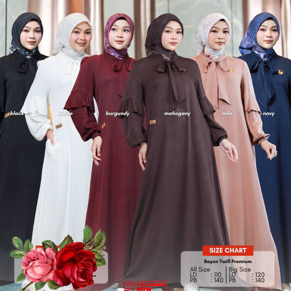 Orlin Midi & Gamis Mom Ananta Raya Sarimbit Rayon Twill Premium Busui Friendly