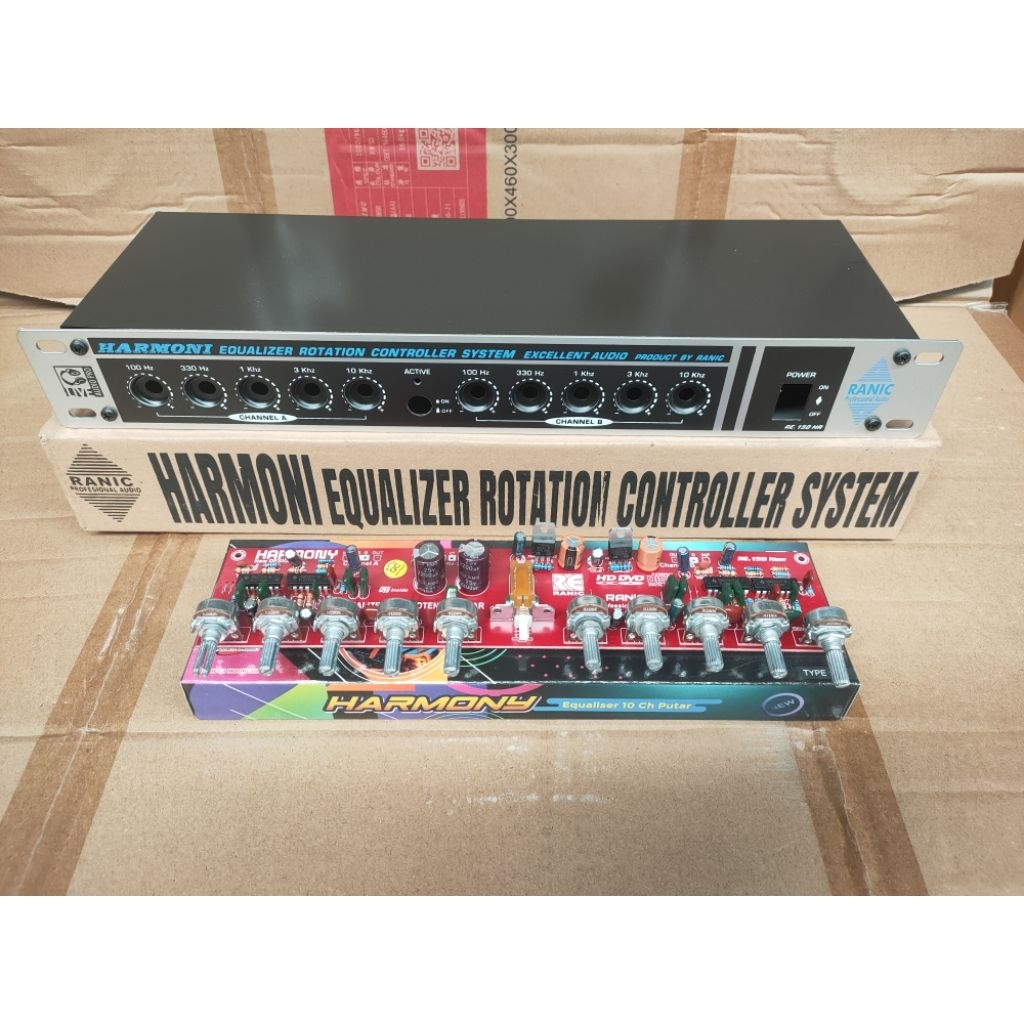 Kit Dan Box Equalizer 10 Channel Stereo Potensio Putar Harmony New