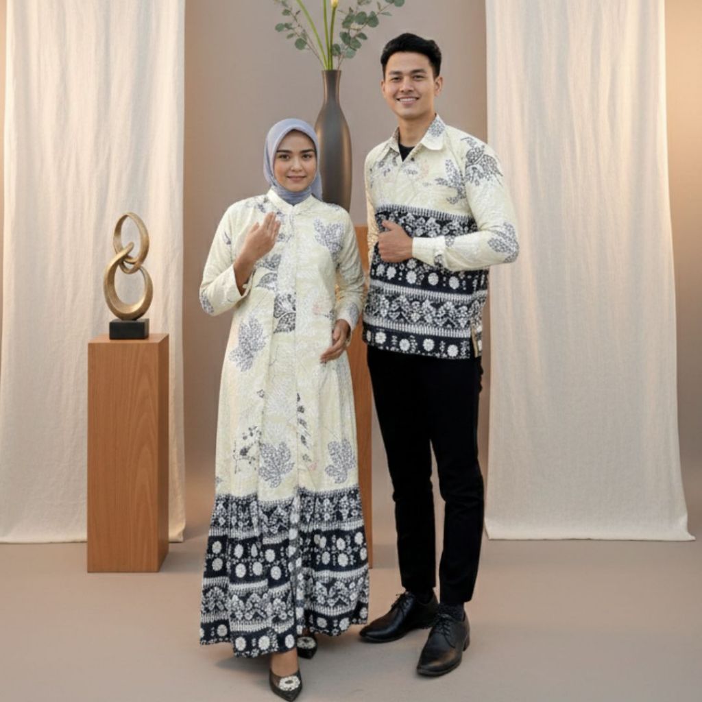Nyimas Songket - [ REALL PICT ] Baju Couple Jumputan Palembang Motif Eko Kekinian | Sarimbit Kondang