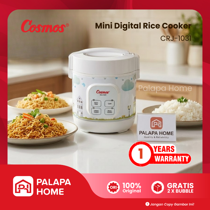 Cosmos Mini Digital Rice Cooker 0.3 Liter | Magic Com Traveling Kecil Portable Panci Anti Lengket Fa