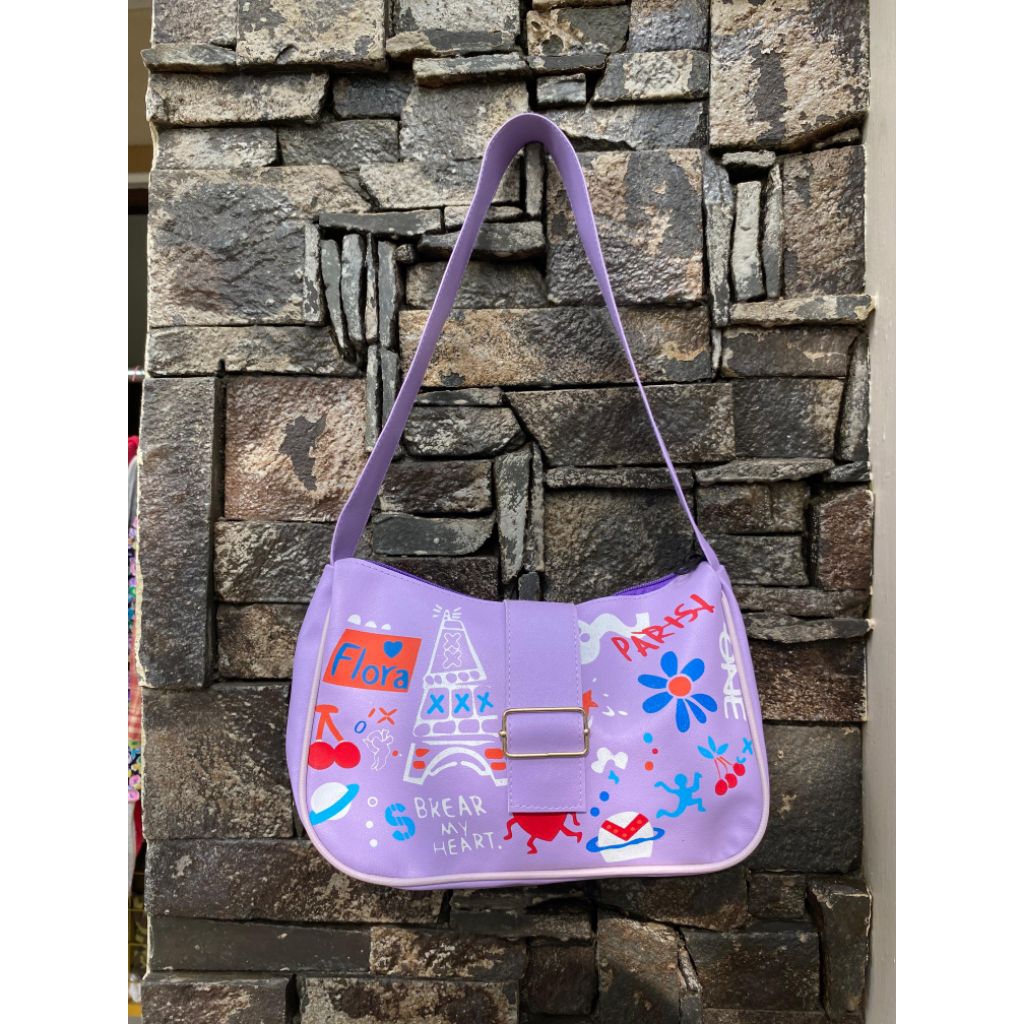 Shoulder bag lilac tas bahu warna lilac
