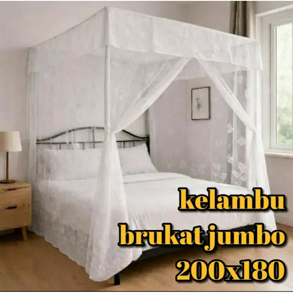 kelambu brukat bahan tebal premium kelambu anti nyamuk kelambu nyamuk jumbo ukuran 200x180